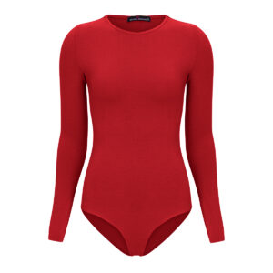 red long-sleeve activewear top photography