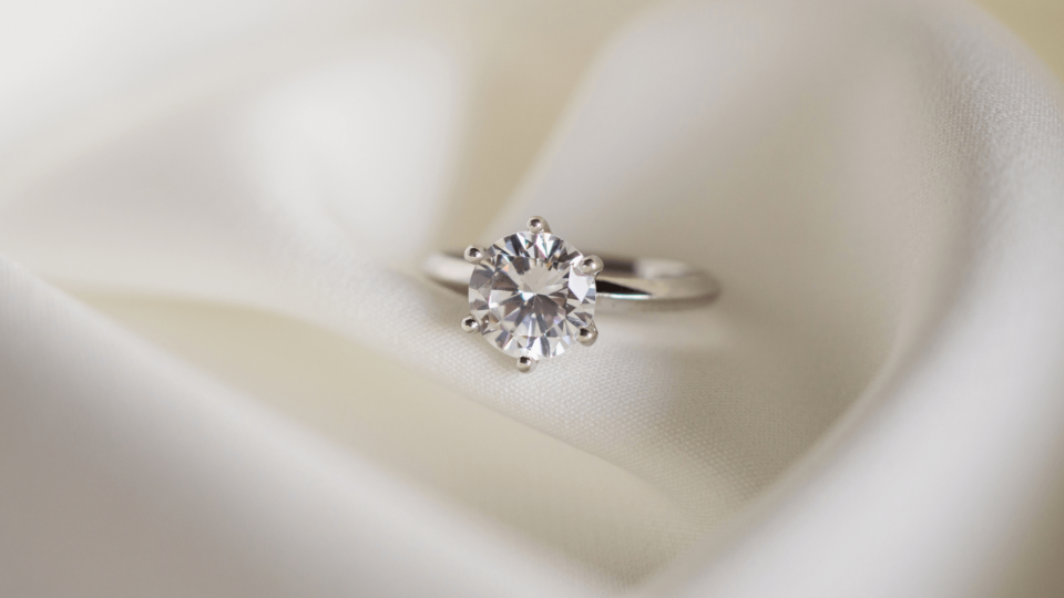 diamond ring on a delicate textured background